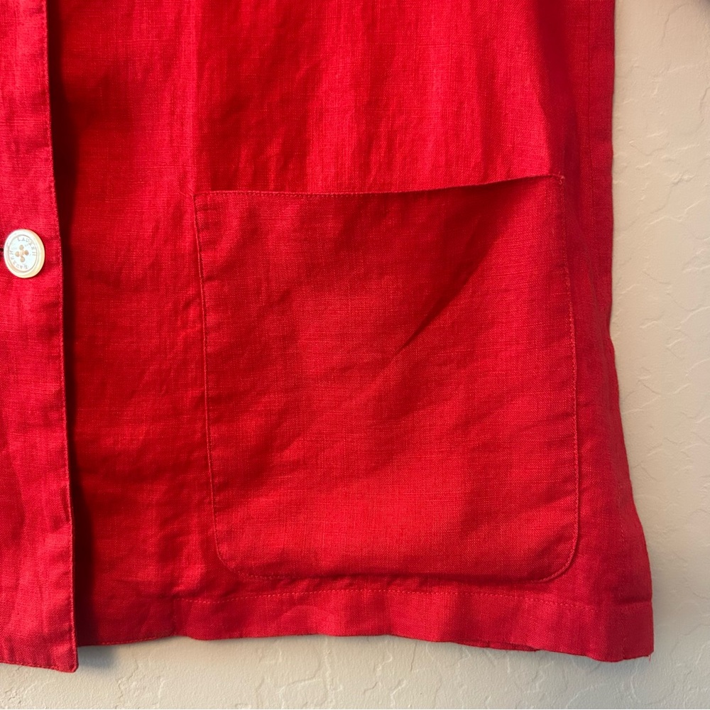 Lauren Ralph Lauren petite red linen long sleeve button down blouse size medium - Picture 15 of 16